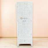 Mother Of Pearl Inlay Star Doors & Drawer Wardrobe White